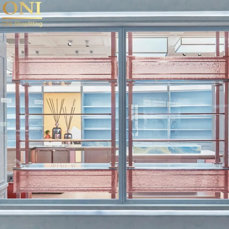 retail store shelves and displays