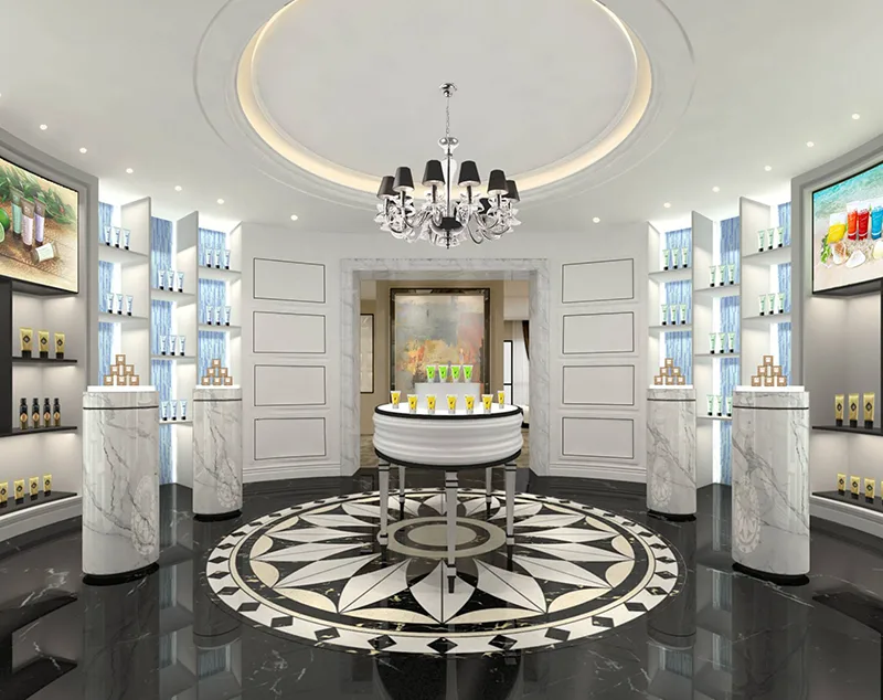 ONI-Shopfitting China Luxury Cosmetic Shop Decoration: Elegant Cosmetic Counter Display & Premium Cosmetic Furniture