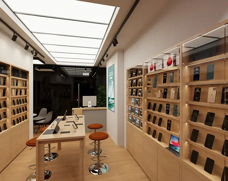 ONI Display Light Wood & Skylight Concept: Mobile Repair Counter × Wood Display System