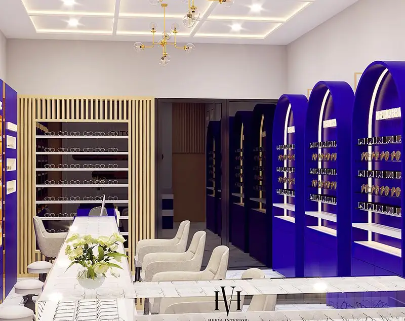 ONI Display Purple-Gold Optical Space: Wooden Grille & Baking Paint Display System