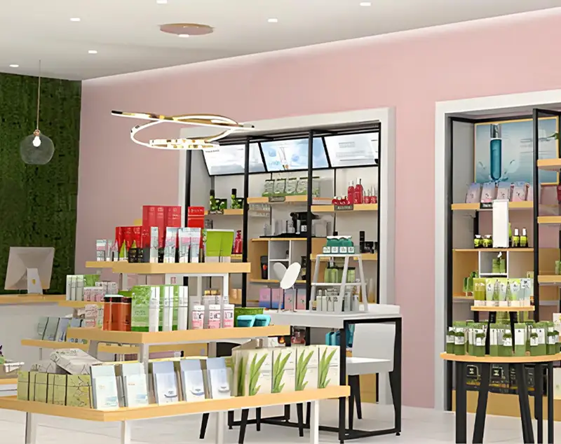 ONI Display Pastel Pink Lacquer System: Bespoke Fragrance & Cosmetic Displays