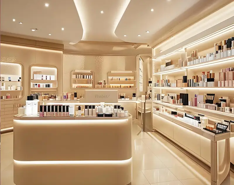 ONI Display Luxury Fragrance Theater: Bespoke Gold-Trimmed Display System