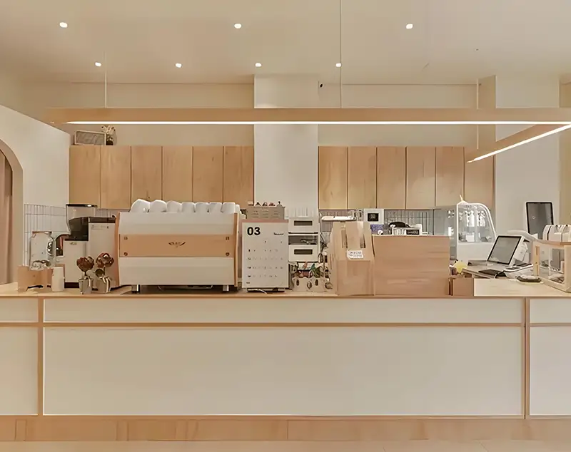 ONI Display Light Wood Bakery Hub: Ceramic Counter × Multi-Device Integration