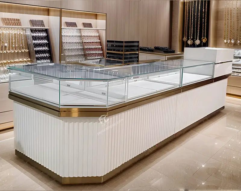 ONI Display Bronze - Framed Glass Jewelry Display Table, Ideal for Mall Kiosk & Retail Store Setups