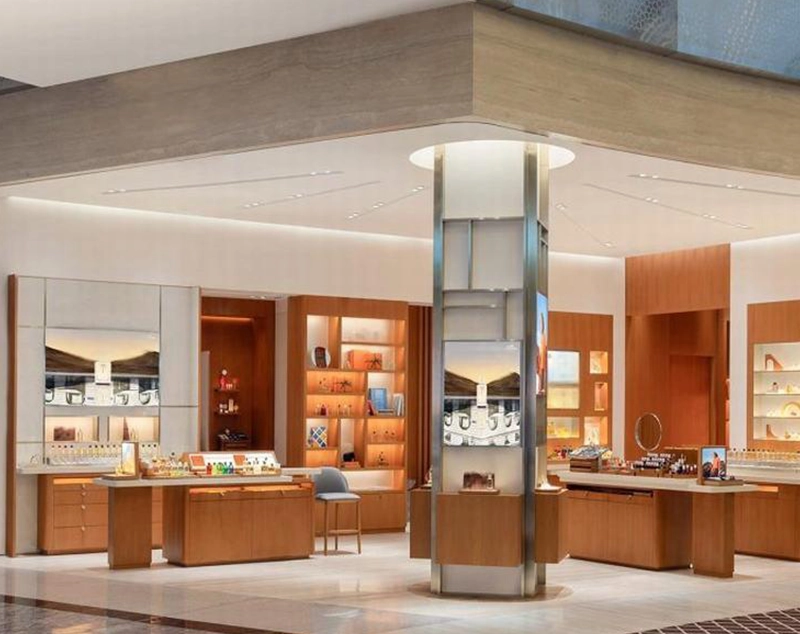 ONI Display Warm-Toned Cosmetic Display System: Blending Elegant Presentation with Functional Storage