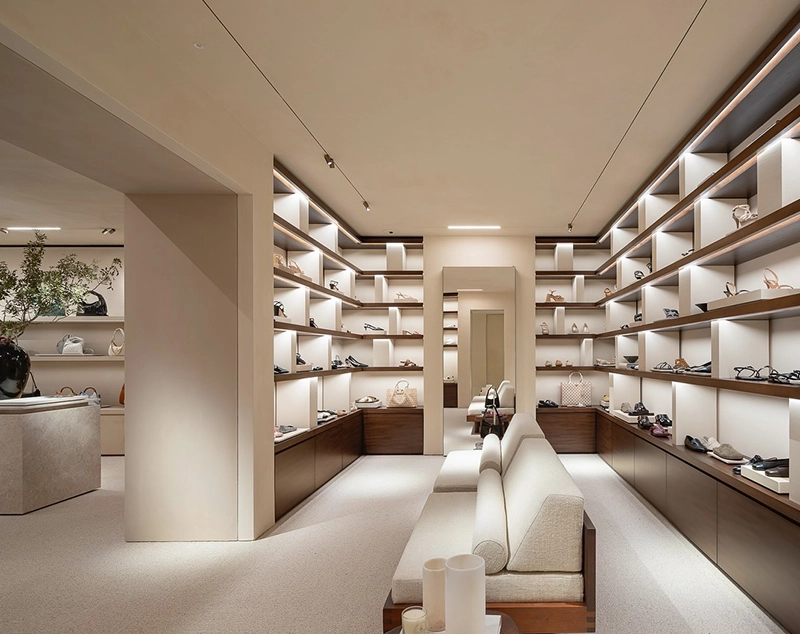 ONI Display Light Beige Wall Display System: Open-Concept Handbag Boutique Presentation