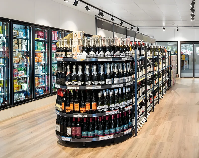 ONI Display Freestanding Curved Bar Shelves with Matte Black Finish