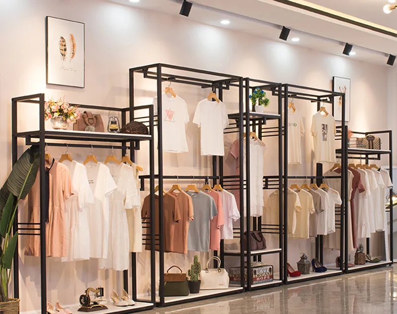 ONI Display Shop Garment Rack: Modern Black Metal Clothing Display with Minimalist Elegance