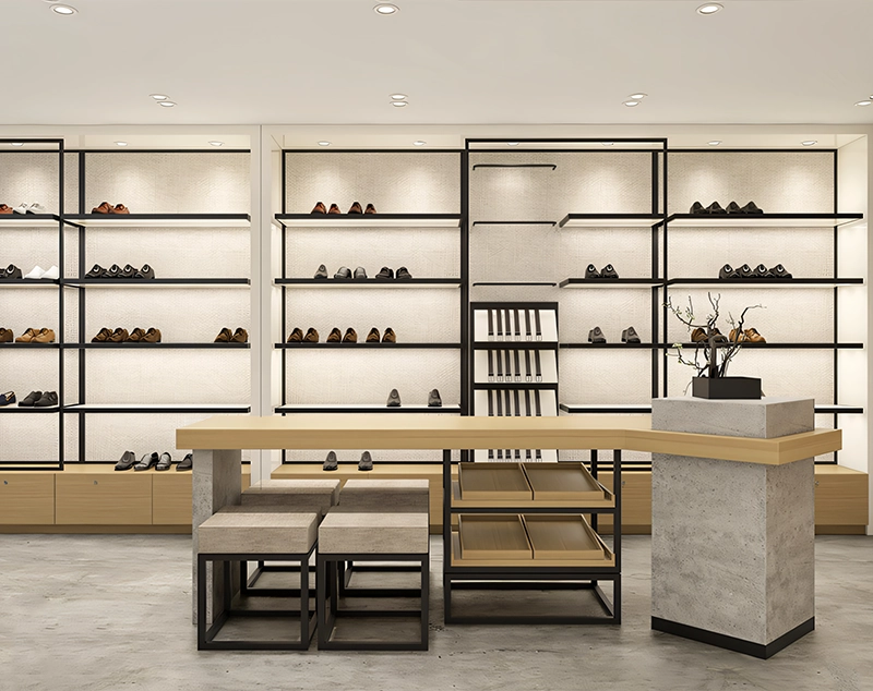 ONI Display Modern Shoes Display Shelving Wall System with Metal Frames & Soft Backlit Panels