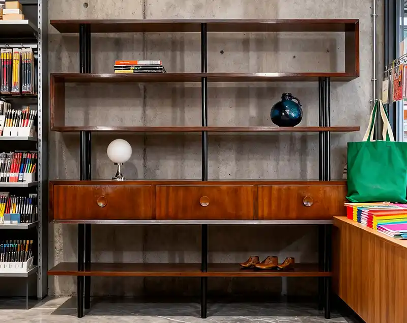 ONI Display Modern Book Shelves with Retro Wood & Open Back Structure
