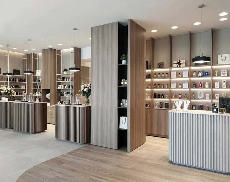 ONI Display Modern Wood Vertical Perfume Wall Display System