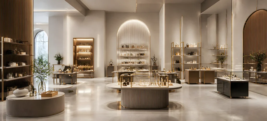 perfume display wall