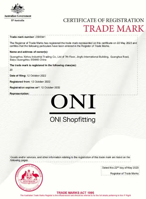 Australia Trade Mark Registration Certificate