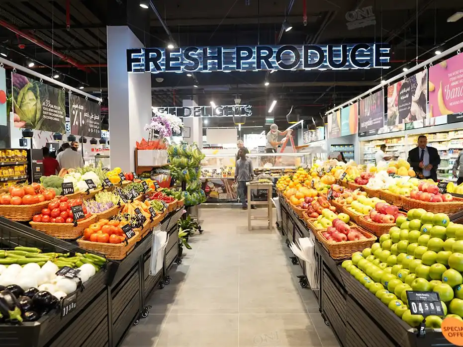 supermarket produce display