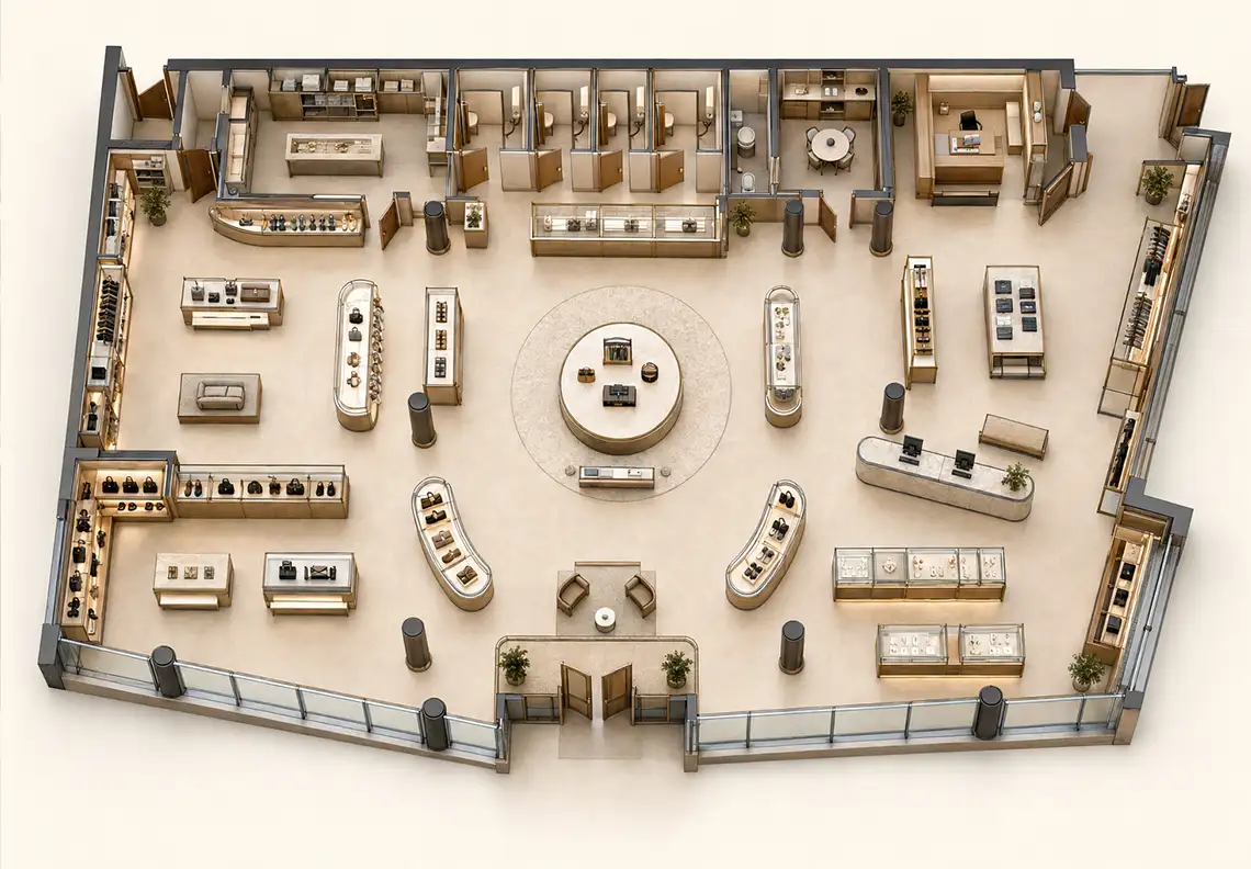 Luxury Boutique Fixtures 3d layout