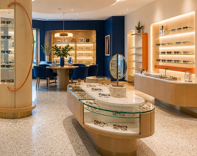 Custom optical display cabinets for eyewear store fixtures