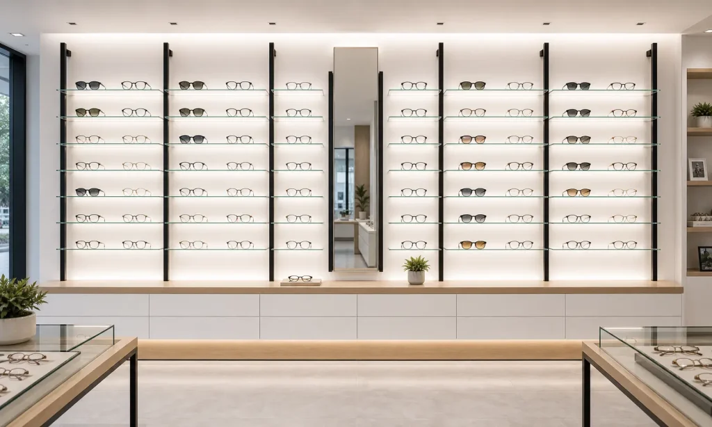 white-Wall-Mounted Optical Display Fixtures
