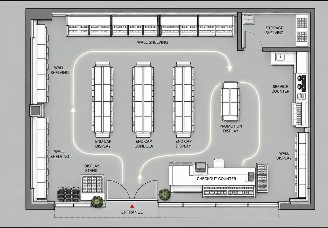 Complete Convenience Store Fixture layout