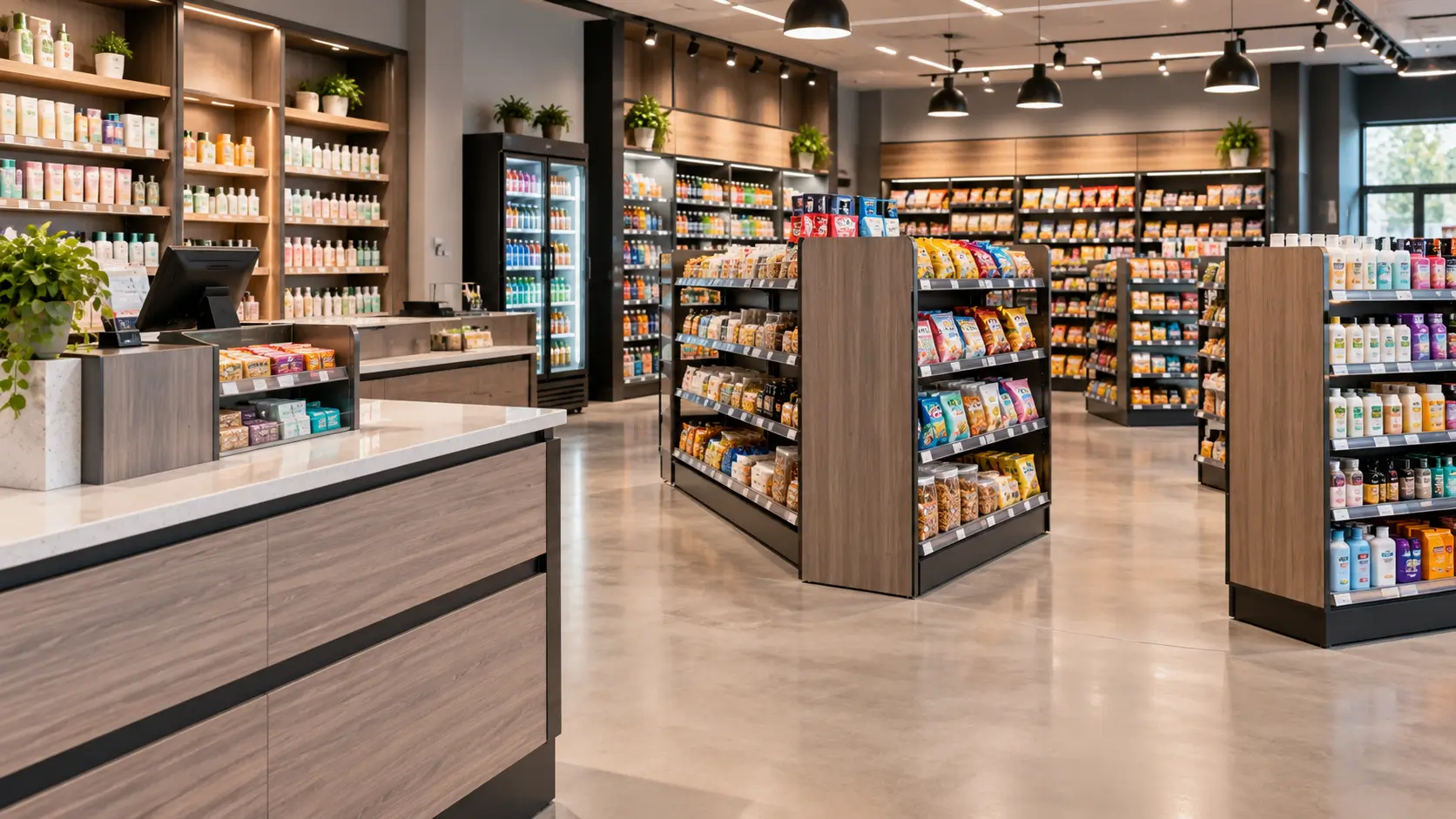 Custom Modern Laminate Retail Shelving