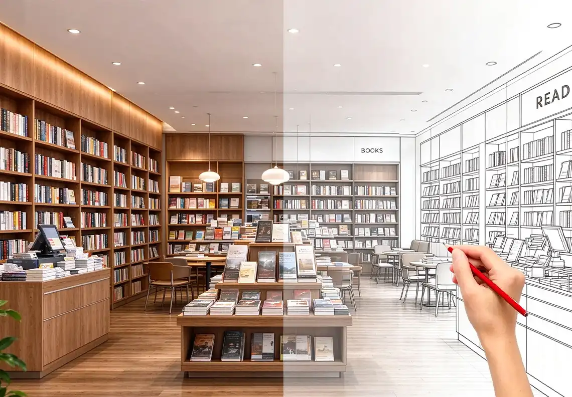 custom bookstore fixtures one-stop project support