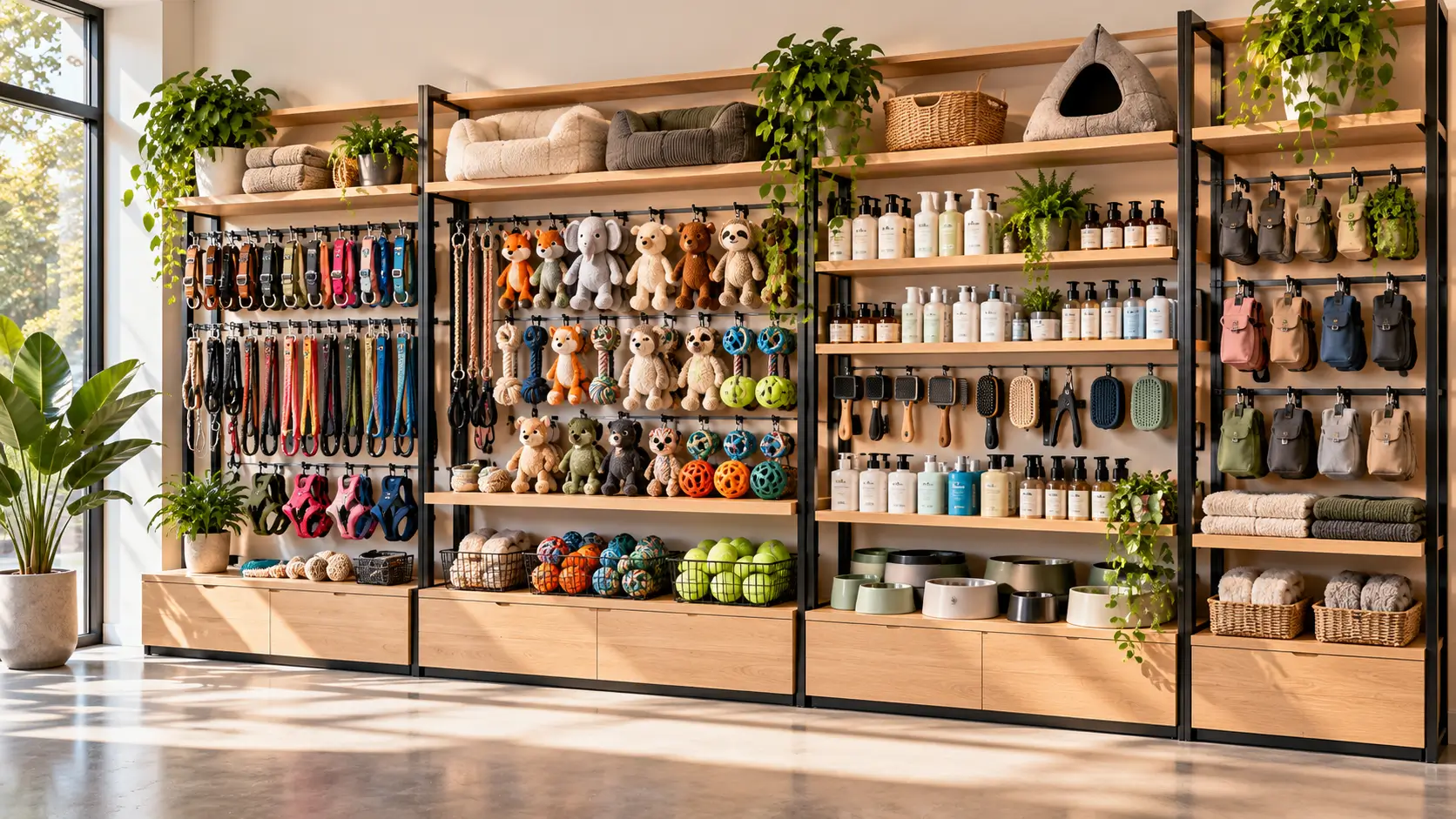 Wall-Mounted Pet Store Display Shelves