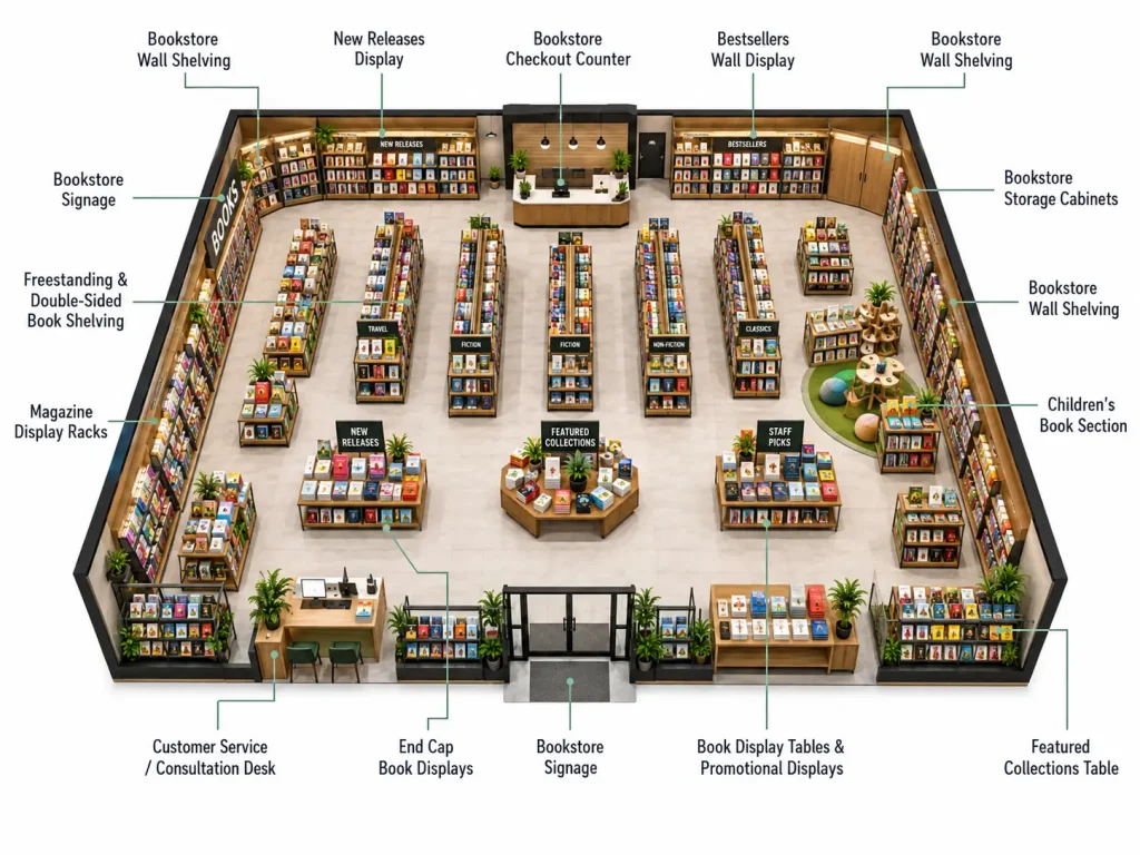 Custom Bookstore Display Shelves Manufacturer | ONI Display